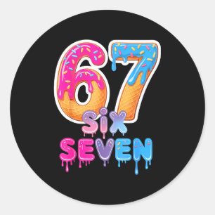 Six Seven Ice Cream Drip Meme  Classic Round Sticker