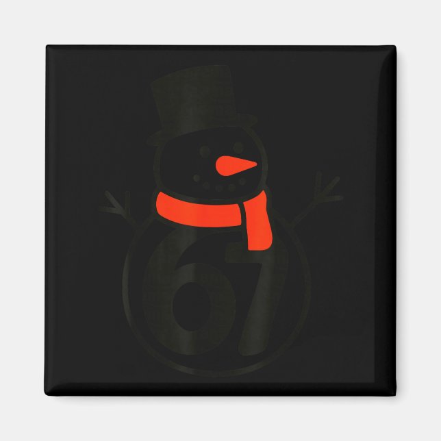 Six Seven Kids 67 Boys Girls 6 7 Christmas Snowman Magnet (Front)