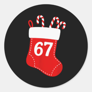 Six Seven Kids 67 Boys Girls 6 7 Christmas Stockin Classic Round Sticker
