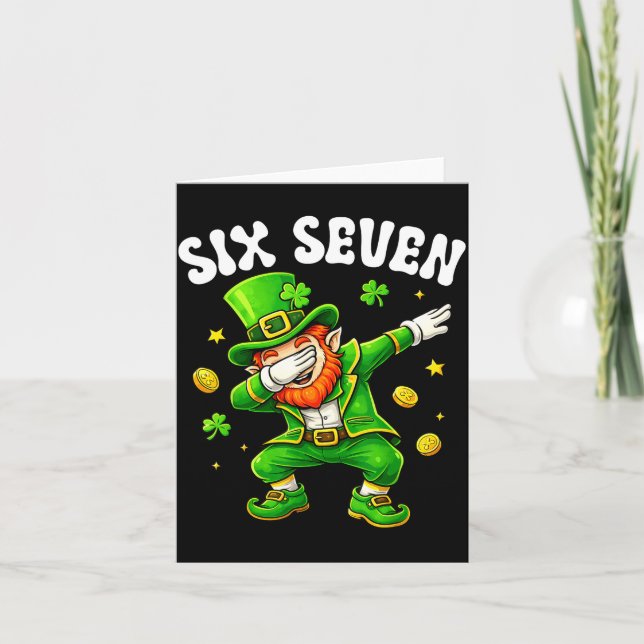 Six seven leprechaun dabbing 67 meme st patrick's card (Front)