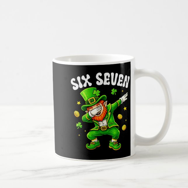 Six seven leprechaun dabbing 67 meme st patrick's coffee mug (Right)