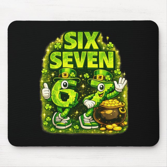Six seven lucky shamrock 67 st patricks day boy mouse pad (Front)