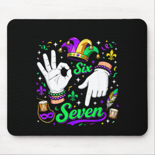 Six Seven Mardi Gras 67 Hand Gesture Meme _1 Mouse Pad