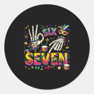 Six Seven Mardi Gras 67 Skeleton Party Meme _1 Classic Round Sticker
