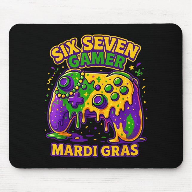 Six Seven Mardi Gras Gamer Controller Beads 67 Mar Mouse Pad (Front)
