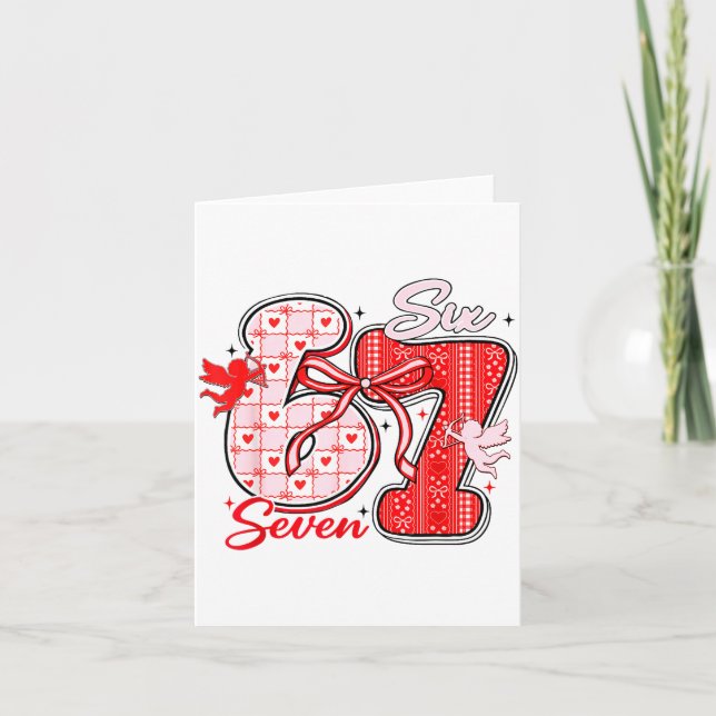 Six Seven Meme 67 Coquette Bow Valentines Women Gi Card (Front)