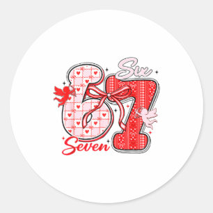 Six Seven Meme 67 Coquette Bow Valentines Women Gi Classic Round Sticker