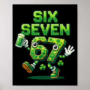 Six seven meme 67 st patricks day gaming player poster