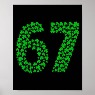 Six Seven Meme 67 St Patrick's Day Shamrocks Men W Poster
