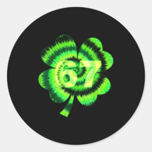 Six Seven Meme 67 St Patricks Day Shamrocks Tie Dy Classic Round Sticker
