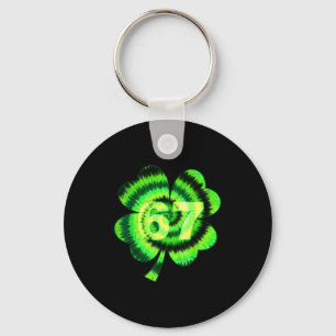 Six Seven Meme 67 St Patricks Day Shamrocks Tie Dy Key Ring