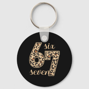 Six Seven Meme 6-7 Number Leopard Print Gen Z Gen  Key Ring