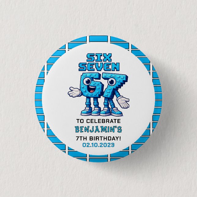 Six Seven Meme 7th Birthday | Funny Trendy 3 Cm Round Badge (Front)