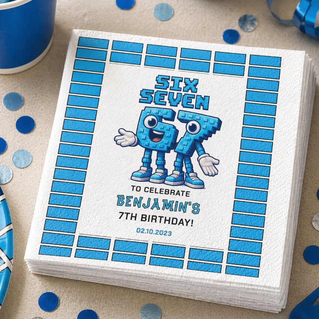 Six Seven Meme 7th Birthday | Funny Trendy Napkin (Six Seven Meme 7th Birthday | Funny Trendy Paper npkins)