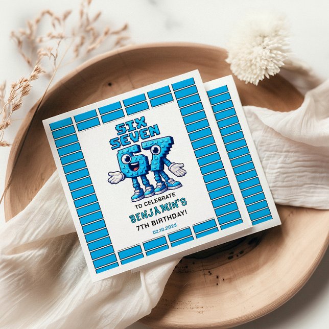 Six Seven Meme 7th Birthday | Funny Trendy Napkin (Six Seven Meme 7th Birthday | Funny Trendy Napkins
)