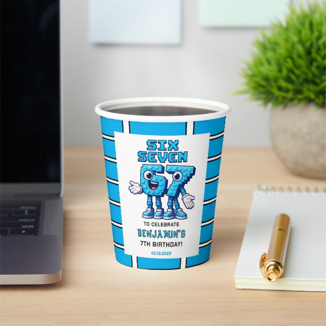 Six Seven Meme 7th Birthday | Funny Trendy Paper Cups (Insitu)