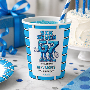 Six Seven Meme 7th Birthday Funny Trendy Paper Cups