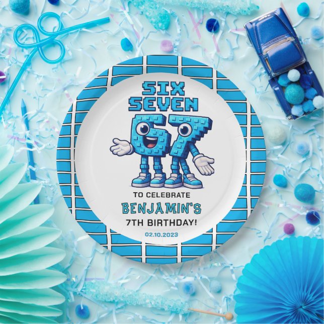 Six Seven Meme 7th Birthday | Funny Trendy Paper Plate (Party)