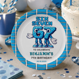 Six Seven Meme 7th Birthday   Funny Trendy Paper Plate