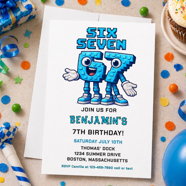 Six Seven Meme 7th Birthday Party | Funny Trendy  Invitation (Six Seven Meme 7th Birthday Party | Funny Trendy Invitation
)