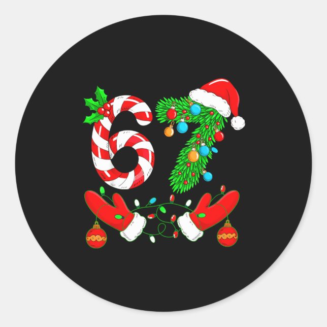 Six Seven Meme Christmas 67 Santa Christmas  Classic Round Sticker (Front)