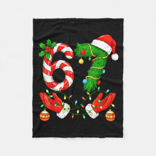 Six Seven Meme Christmas 67 Santa Funny Christmas Fleece Blanket