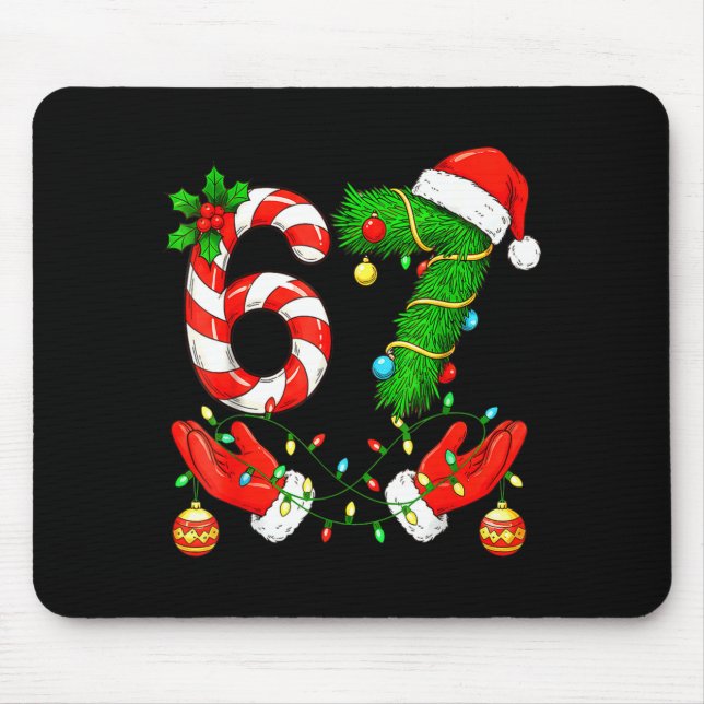 Six Seven Meme Christmas 67 Santa Funny Christmas  Mouse Pad (Front)