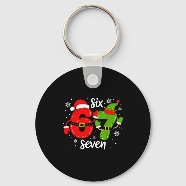 Six Seven Meme Christmas 67 Xmas  Key Ring (Front)