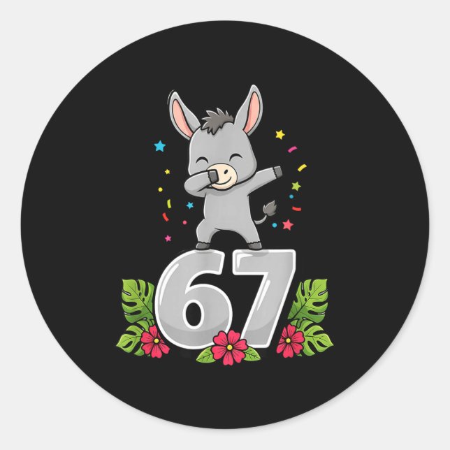 Six Seven Meme Dabbing Baby 67 Funny Gen Z Apha  Classic Round Sticker (Front)