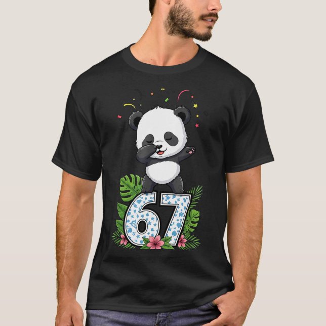 Six Seven Meme Dabbing Baby Panda 67 Funny Gen Z A T-Shirt (Front)