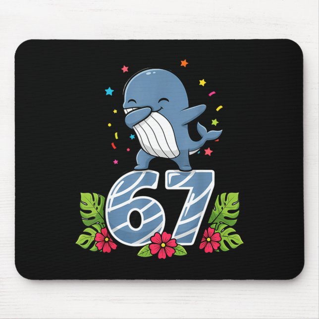 Six Seven Meme Dabbing Baby Whale 67 Funny Gen Z A Mouse Pad (Front)