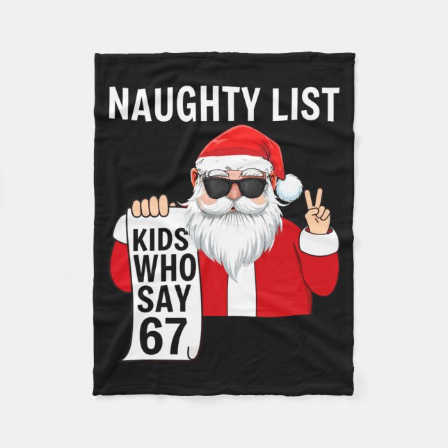 Six Seven Meme Funny Christmas Naughty List Kids W Fleece Blanket (Front)