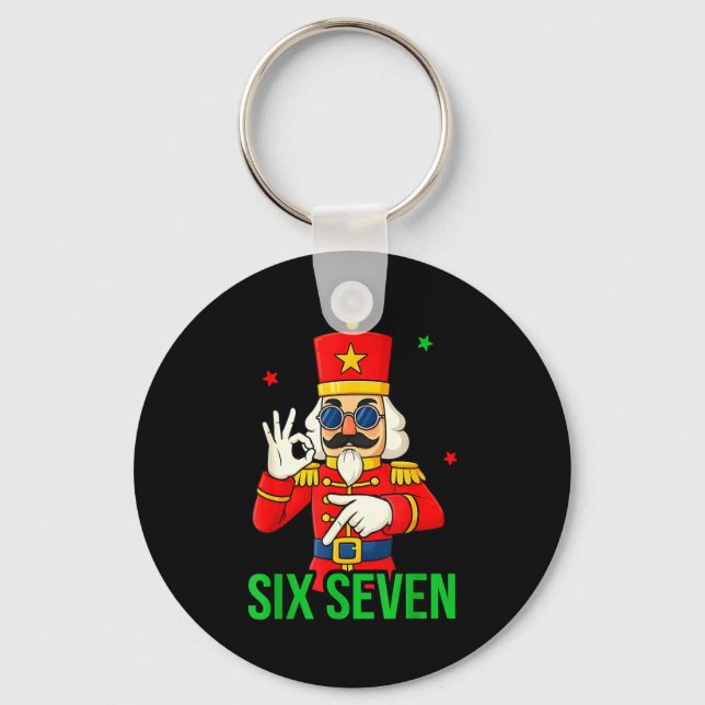Six Seven Meme Funny Holiday Toy Soldier  Key Ring (Front)