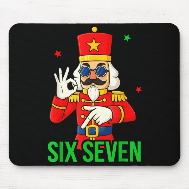Six Seven Meme Funny Holiday Toy Soldier  Mouse Pad (Front)