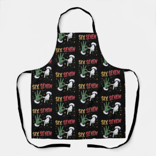 Six Seven Meme Funny Mean Guy Christmas Viral 6 7 Apron