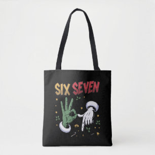 Six Seven Meme Funny Mean Guy Christmas Viral 6 7  Tote Bag