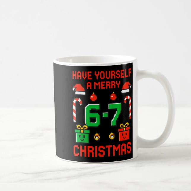 Six Seven Meme Funny Merry 67 Christmas Xmas Pajam Coffee Mug (Right)