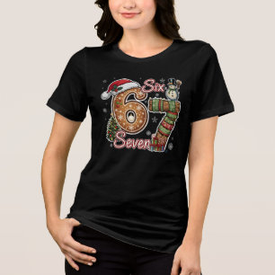 Six Seven Meme Gingerbread Christmas Gift Tri-Blend Shirt