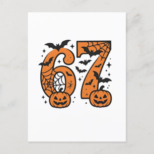  Six Seven Meme Halloween 67 Mason Spooky  Holiday Postcard
