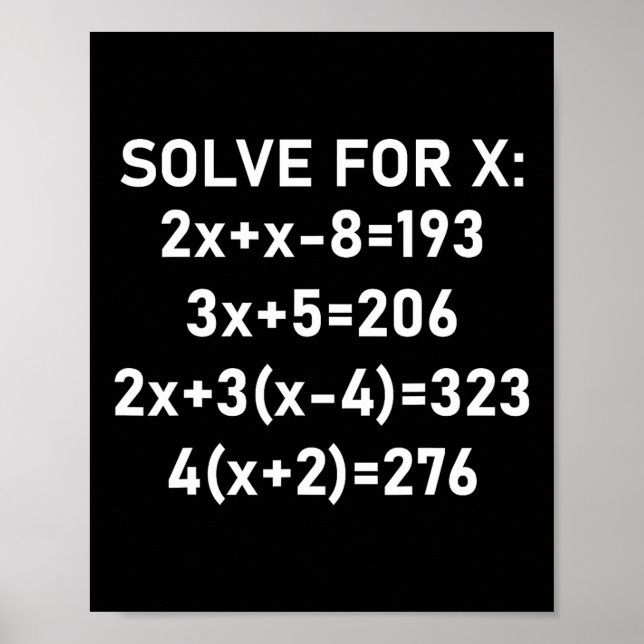 Six Seven Meme Math Algebra Pun Solve For X 67 Bra Poster (Front)