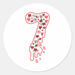 Six Seven Meme Number 7 Couples Matching Valentine Classic Round Sticker