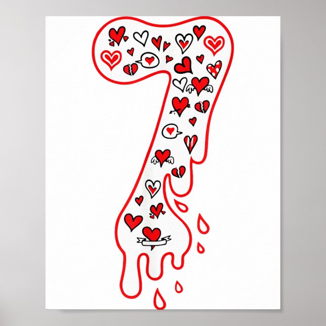 Six Seven Meme Number 7 Couples Matching Valentine Poster (Front)