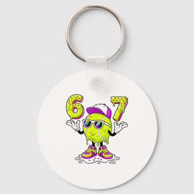 Six Seven Meme Tennis Ice Cream Drip 67 For Kids B Key Ring (Front)