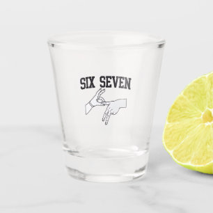 Six Seven Meme Viral 67 Mason Sign Language    Shot Glass