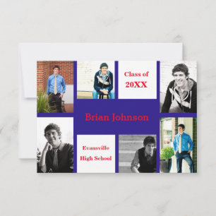 Six/Seven Photos Blue/Red - 3x5 Grad Announcement