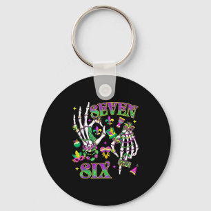 Six Seven Skeleton Hand Mardi Gras Carnival Fleur Key Ring