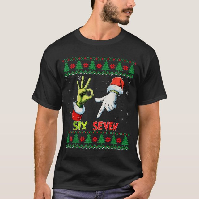 Six Seven Skeleton Meme Christmas Ugly Sweater 67  (Front)