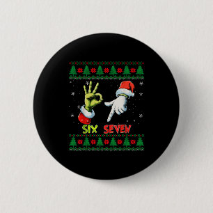 Six Seven Skeleton Meme Christmas Ugly Sweater 67  6 Cm Round Badge
