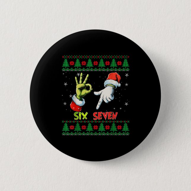 Six Seven Skeleton Meme Christmas Ugly Sweater 67  6 Cm Round Badge (Front)
