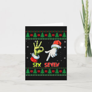 Six Seven Skeleton Meme Christmas Ugly Sweater 67 Card